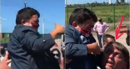 Braziliya prezidenti cırtdan adamı uşaq sayıb çiyninə qaldırdı - Video