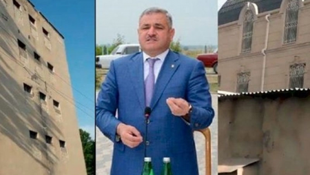 Tərtərin icra başçısı liseyə gedən səkini zəbt etdi - VİDEO