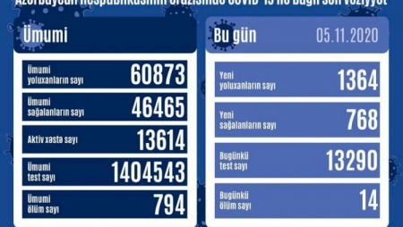 Azərbaycanda yoluxma yenə artdı - 14 nəfər öldü