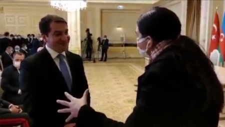 Hikmət Hacıyev və Fulya Öztürk müharibədən sonra yenidən görüşdülər - VİDEO
