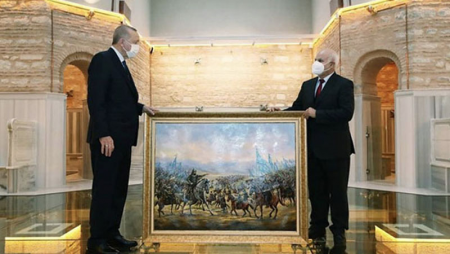 Azərbaycanlı rəssamın əsəri Ərdoğana hədiyyə edildi - FOTO