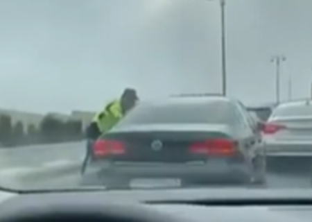 Bakıda sürücü yol polisindən belə qaçdı - VİDEO