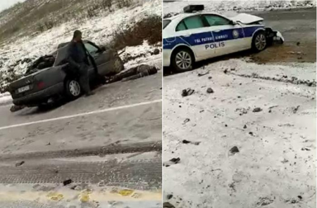 Füzulidə polis maşını qəzaya düşdü, 2 nəfər öldü - VİDEO