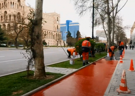 Bakıda velosiped yolları qurulur - VİDEO