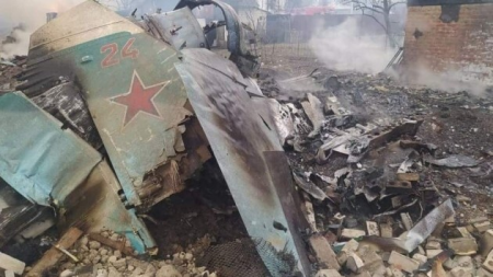Rusların SU-34 qırıcı-bombardmançı təyyarəsi Kiyevdə VURULDU