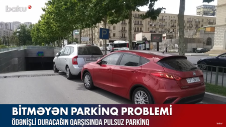 Bakının mərkəzində parklanma problemi: Sürücü və qurum üz-üzə - VİDEO