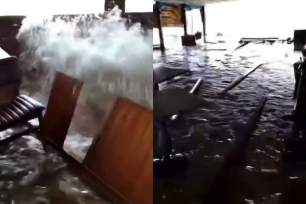 İskenderundan dəhşətli görüntü: Kafe bir anda sel sularına qərq oldu