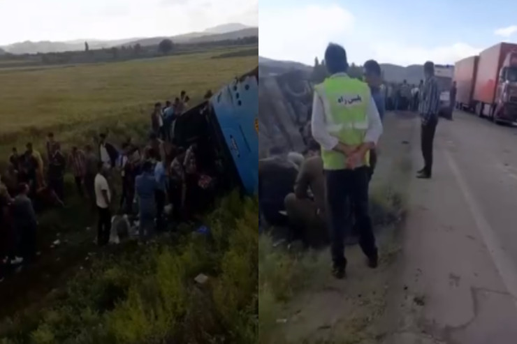 Təbrizdə sərnişin avtobusu aşdı - Çoxlu yaralı var