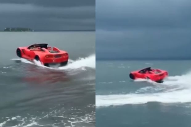 Rusiyada üzən “Ferrari” görüntüləndi