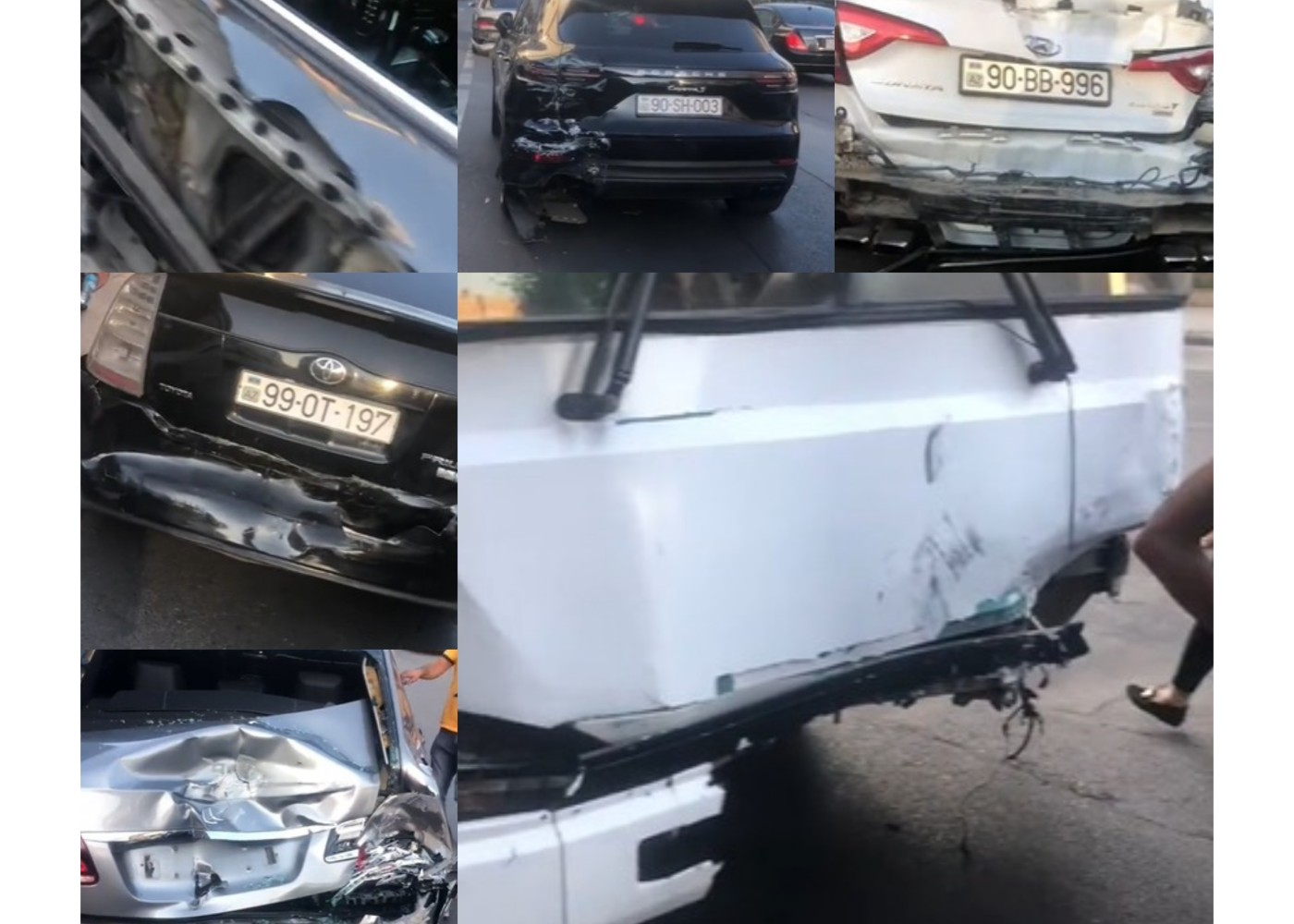 Bakıda "tormoz"u tutmayan avtobus 10-dan çox maşını əzdi - VİDEO