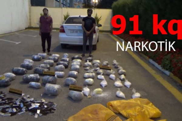 Ölkəyə 91 kiloqram narkotik vasitə gətirən iki nəfər tutuldu