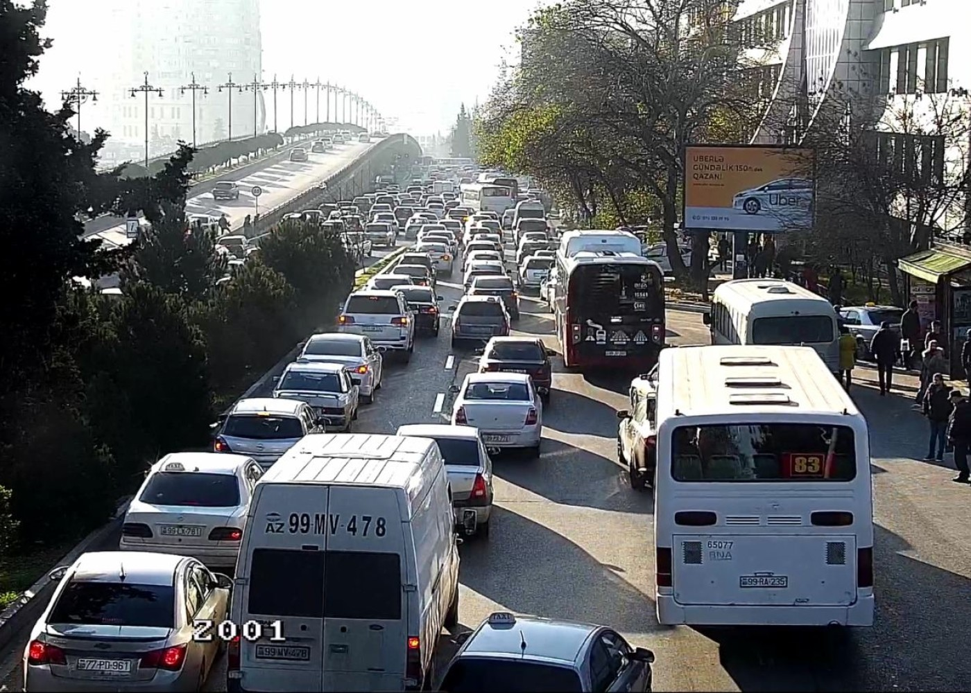 Bakının bir sıra yollarında tıxac var - SİYAHI