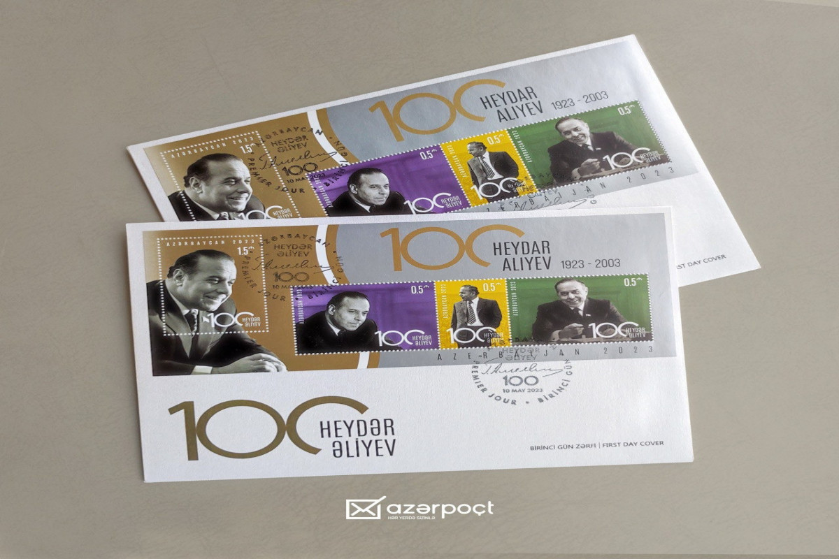 Heydər Əliyevin 100-cü ildönümünə həsr olunan poçt markaları dövriyyəyə buraxılıb - FOTO